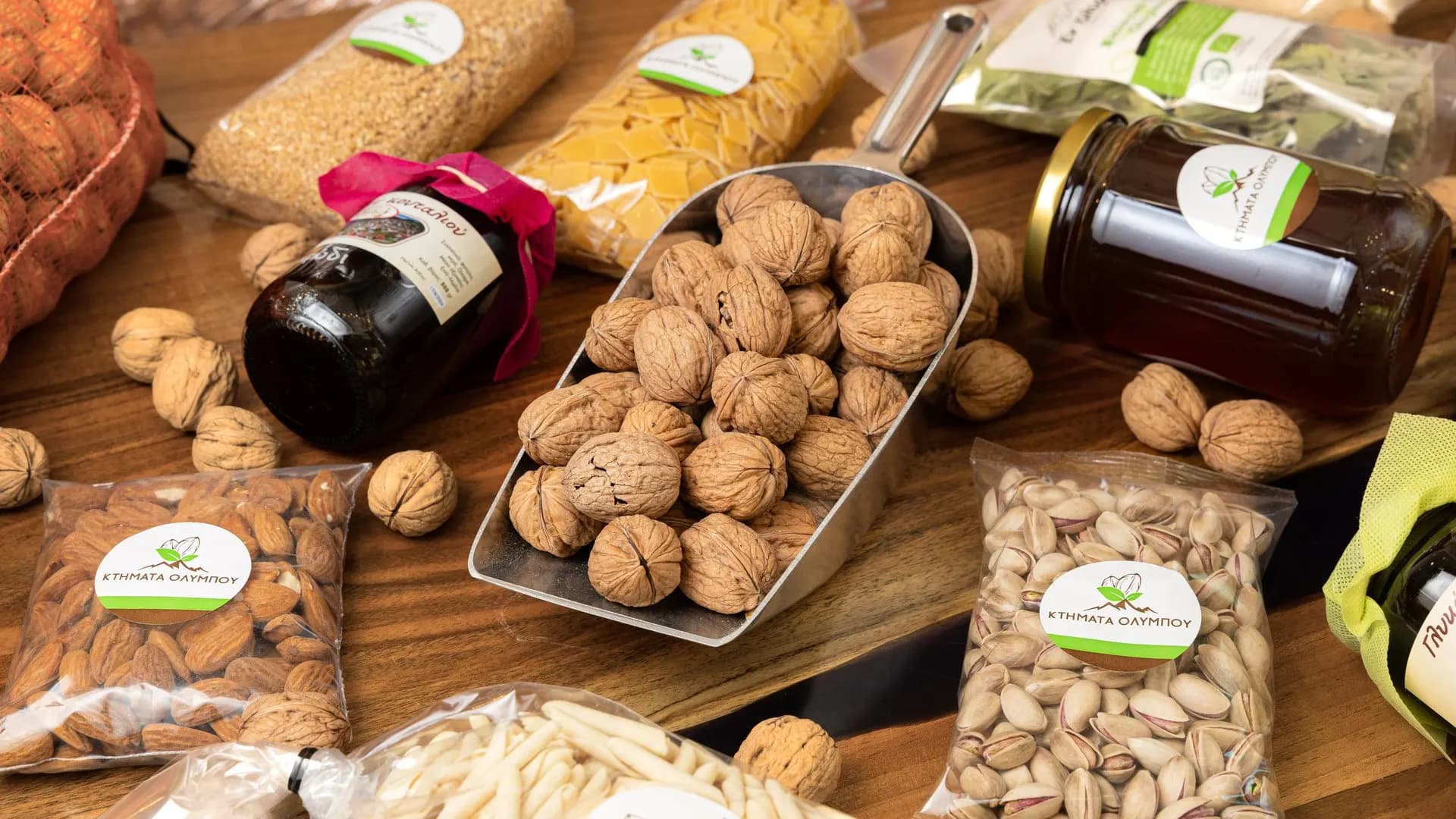 Hero image with products on a table